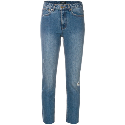 A.P.C. Calça Jeans Cropped - Azul