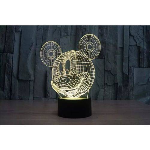 Abajur Luminária Led Mickey Mouse 3D