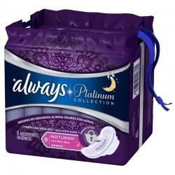 Absorvente Always Platinum Noturno Regular com Abas - 8 Unidades