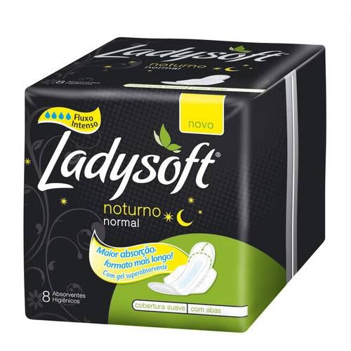 Absorvente Ladysoft Normal Noturno Suave Com Abas Com 8 Unidades