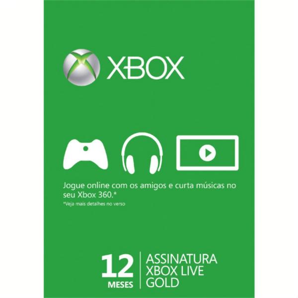 Ac Microsoft X360 Cartão Xbox Live Gold 12 Meses