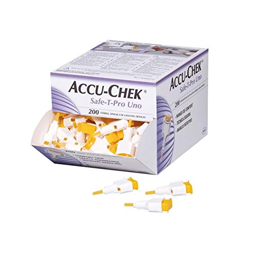 Accu-Chek Safe-T-Pro Uno C/ 200 Lancetas Esterilizadas - Diâmetro da Agulha 28g/0.36mm