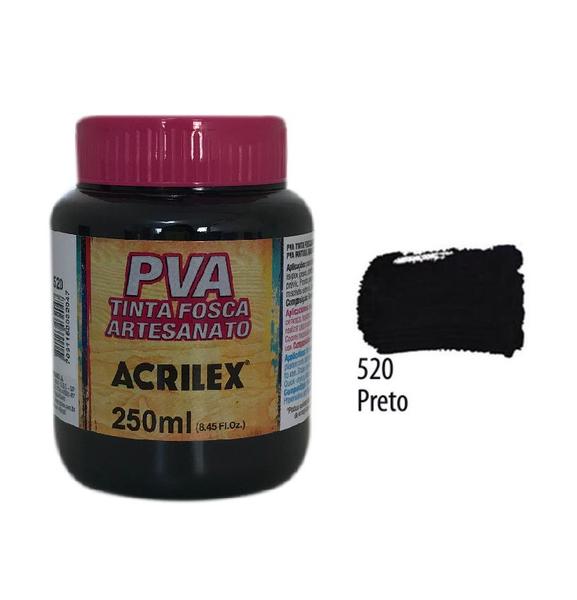 Acrilex - Tinta Fosca PVA P/ Artesanato 250ml - Preto (520)