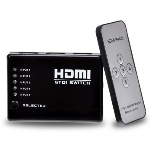 Adaptador Hub Switch Hdmi 5x1 com Controle Remoto 5 Portas Hdmi Splitter Full Hd para Video Game, Tv - Xd
