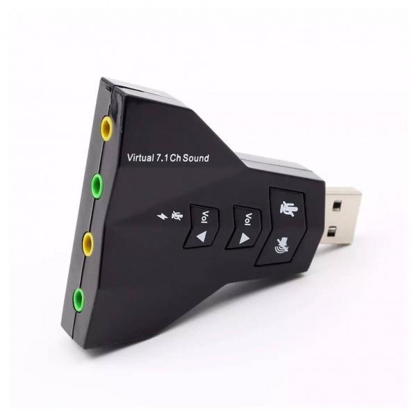 Adaptador Placa de Som USB 7.1 Knup Entrada P2 Fone e Micro