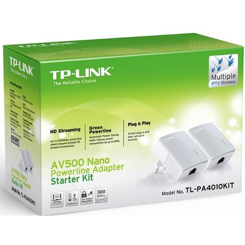 Tudo sobre 'Adaptador Powerline - Tp-Link Kit Inicial Nano Av500 - Branco - Tl-Pa4010kit'
