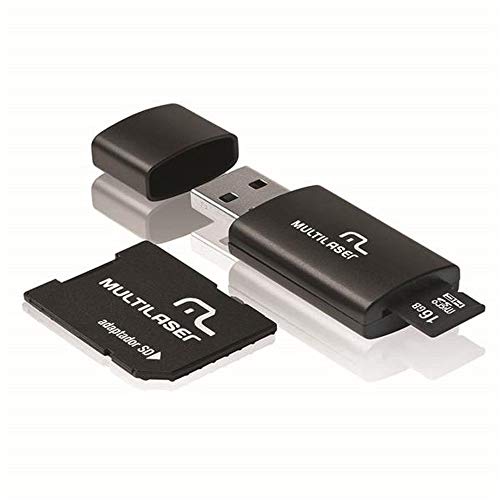 Adaptador 3x1 SD + Pendrive +Cartão de Memória Classe 10 16GB Preto Multilaser - MC112