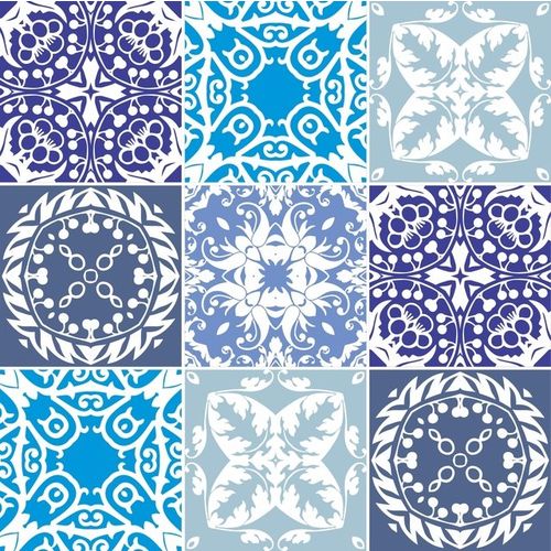 Adesivo de Azulejo Abstrato Azul 10x10 Cm - Kit com 16 Azulejos