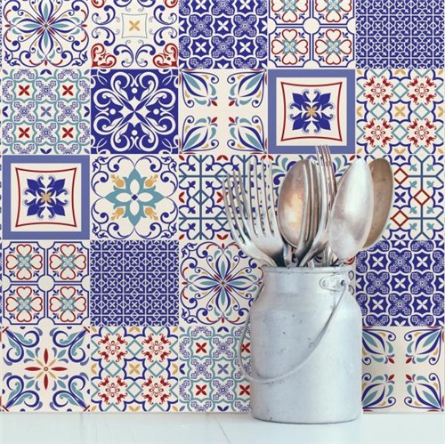 Adesivo de Azulejo Azul Monte Belo 20x20 para Cozinha 24un - Quartinhos