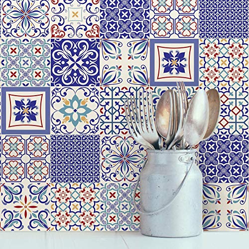 Adesivo de Azulejo Azul Monte Belo 20x20 para Cozinha 24un