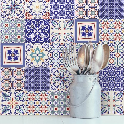 Adesivo de Azulejo Azul Monte Belo 10x10 para Cozinha - Quartinhos