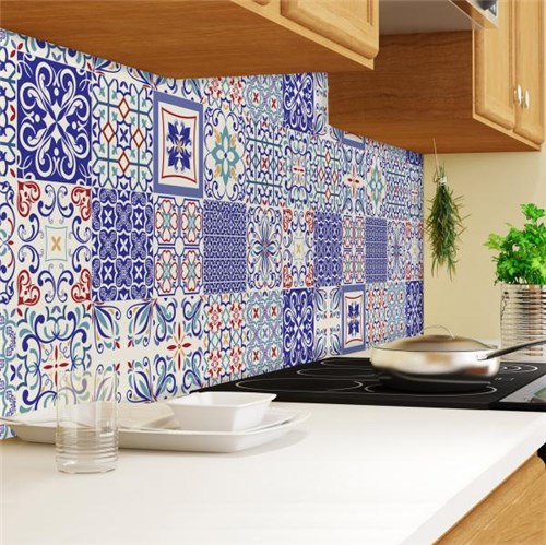 Adesivo de Azulejo Azul Monte Belo 15x15 para Cozinha 36un - Quartinhos
