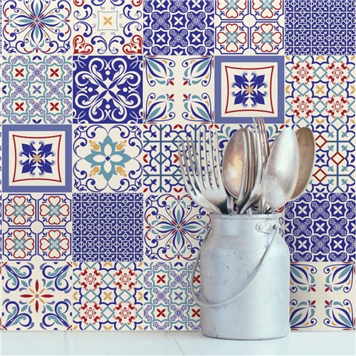 Adesivo de Azulejo Azul Monte Belo 15x15 para Cozinha 36un