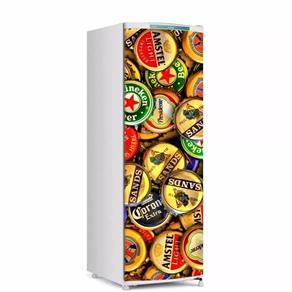 Adesivo de Geladeira Porta Tampas de Cerveja Mod2 150X60cm