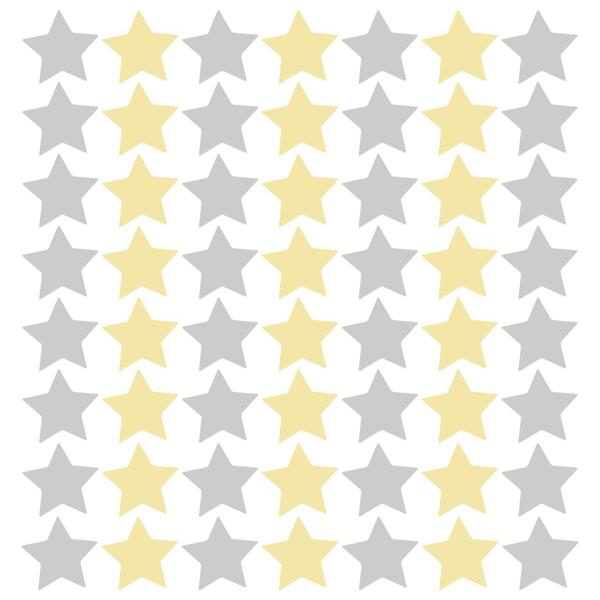 Adesivo de Parede Estrelas Cinza e Amarelo 108un - Quartinhos