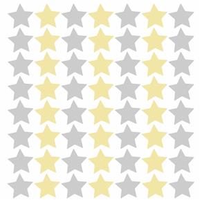 Adesivo de Parede Estrelas Cinza e Amarelo 54un - Único