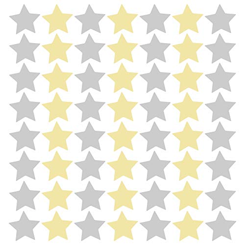 Adesivo de Parede Estrelas Cinza e Amarelo 108un