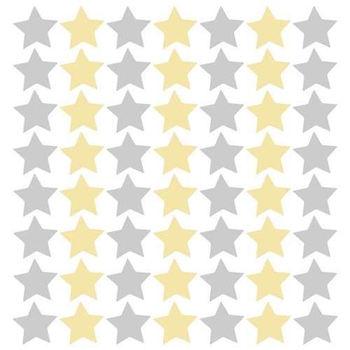 Adesivo de Parede Estrelas Cinza e Amarelo 54un