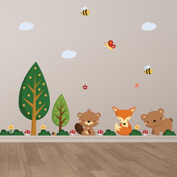 Adesivo de Parede Infantil Árvore Animais Outono - Quartinhos