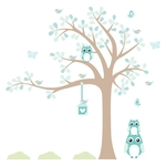 Adesivo De Parede Infantil Árvore Coruja Baby Turquesa