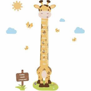 Adesivo de Parede Infantil Régua Girafa e Borboletas - Único