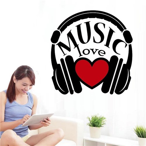 Adesivo de Parede Love Music - Médio 48X48cm