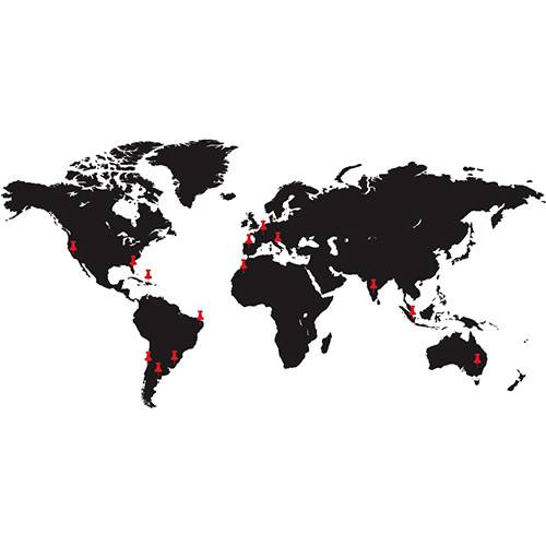 Adesivo de Parede Mapa Mundi Places Stixx Adesivos Criativos Preto/Vermelho (150x86,5cm)