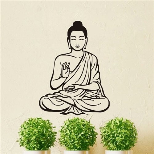 Adesivo de Parede Meditação Buda (Branco)