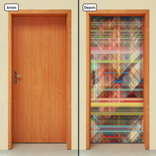 Adesivo Decorativo de Porta - Abstrato - Linhas - X337cnpt