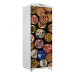 Adesivo Geladeira Porta Tampas De Cerveja Mod6 -150X60Cm