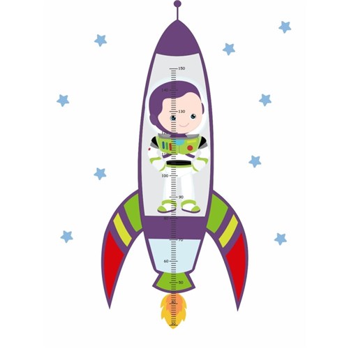 Adesivo Infantil Parede Régua Crescimento Foguete Astronauta