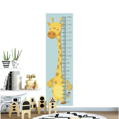 Adesivo Infantil Régua Girafa Amarela Bolinhas Laranja