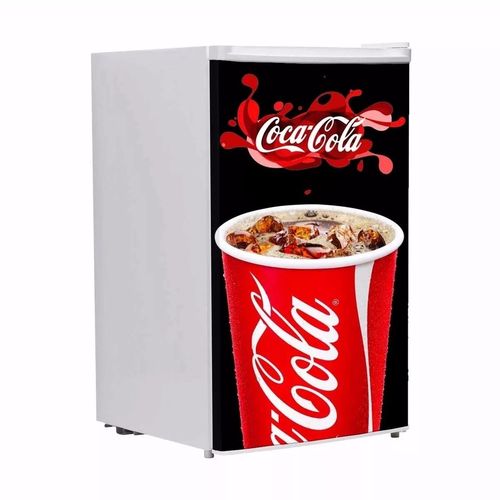 Adesivo para Frigobar Coca Cola Copo e Logo Fundo Branco para Envelopamento de Porta