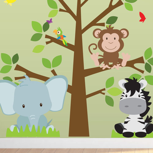 Adesivo Parede Infantil para Quarto Árvore Safari