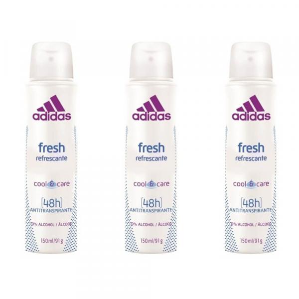 Adidas Fresh Desodorante Aerosol Feminino 150ml (Kit C/03)
