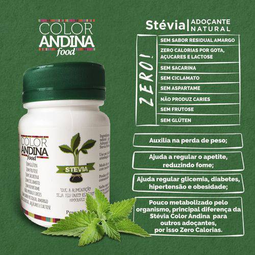 Adoçante Natural COLOR ANDINA, Stévia Premium Sem Fundo Amargo
