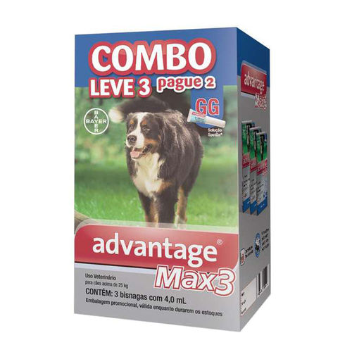 Advantage Max 3 Cães Acima 25 Kg Gg com 3 Pipetas