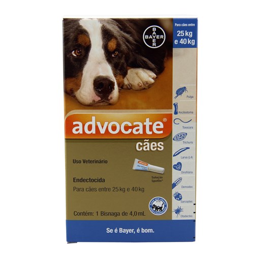 Advocate Cães 25 a 40kg 4ml Bayer Antipulgas