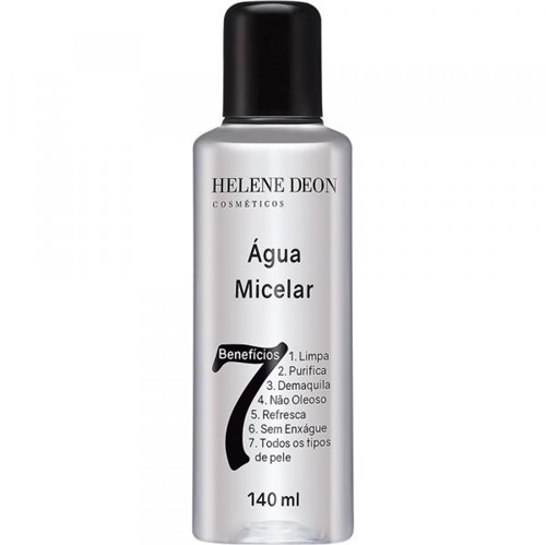 Água Micelar Solução de Limpeza Facial Demaquilante para o Rosto 7 Benefícios 140ml Helene Deon
