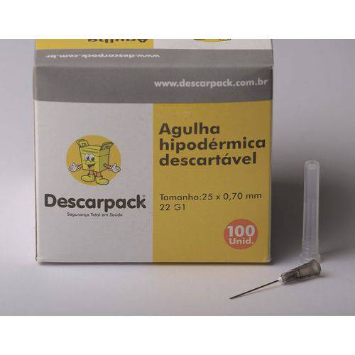 Agulha Hipodérmica Descartável 25x7 - C/100