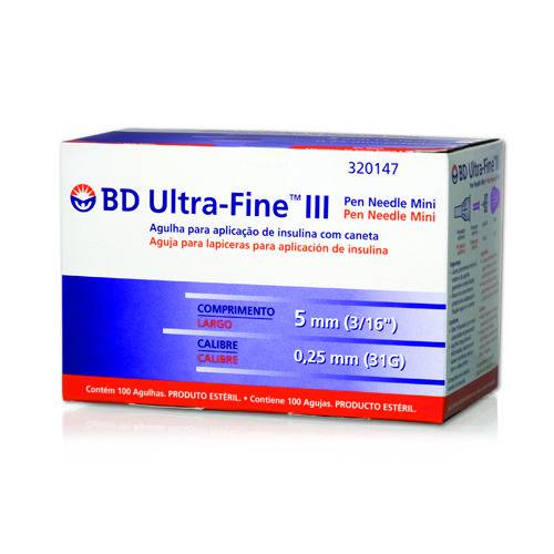 Agulha Insulina Bd Ultra-Fine 5mm 100 Unidades