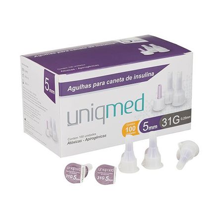 Agulha para Caneta de Insulina Uniqmed 31G 5mm com 100 Unidades