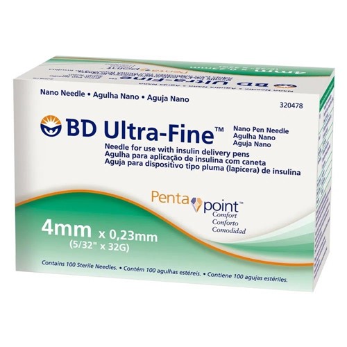 Agulha para Insulina Bd Ultra Fine Pentapoint 4Mm 100 Unidades