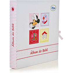 Álbum do Bebê com Caixa para 12 Fotos 15x21cm - Minnie Squares com Páginas Autocolantes - Cartona