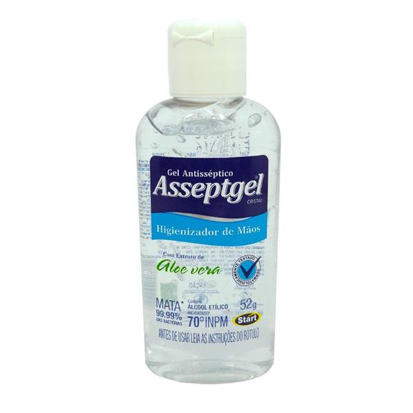 Álcool Gel 70% Asseptgel Cristal 52gr Antiséptico - Start