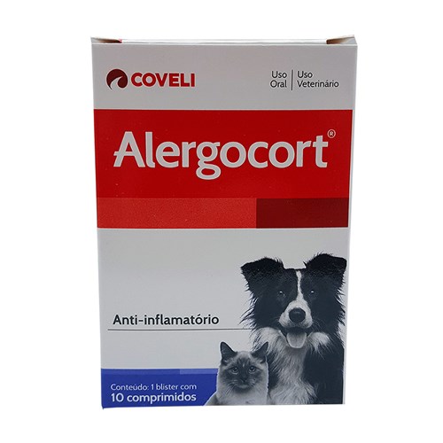 Alergocort 10 Comp Coveli Anti-inflamatório Cães e Gatos