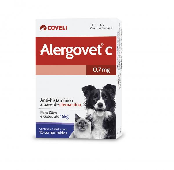 Alergovet 0,7 Mg Anti - Histamínico 10 Comprimidos - Coveli