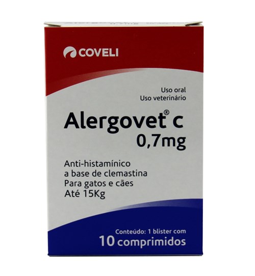 Alergovet C 0,7mg 10 Comprimidos Coveli Antialérgico