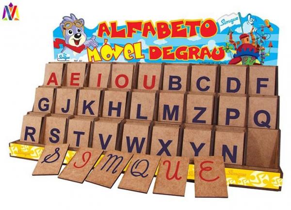 Alfabeto Móvel Degrau com 130 Peças em MDF - Simque
