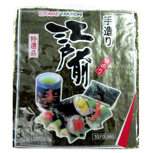 Tudo sobre 'Alga Marinha Nori para Sushi e Temaki com 10 Folhas Edomae - 23 Gramas'